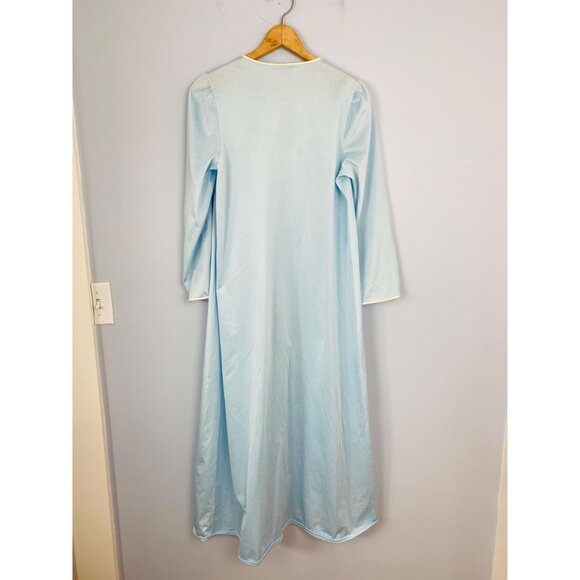 Vintage Vanity Fair Light Blue Robe / Nightgown, Size Small, Nylon Bathrobe - Picture 3 of 10